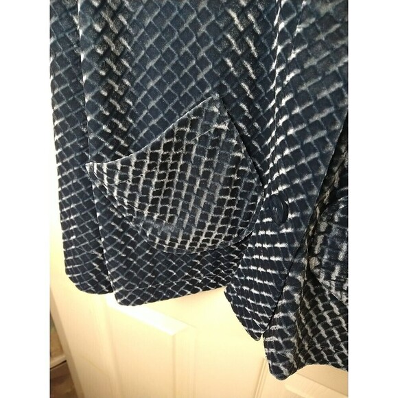 Cuddletown Blue Velour Three Button Mock Neck Pocket Jacket. Size S - Picture 6 of 10